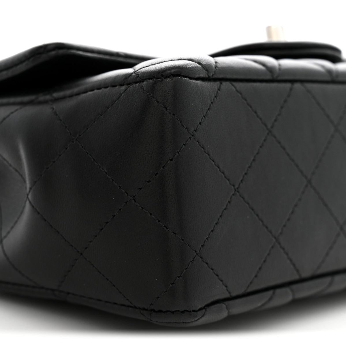 Lambskin Quilted Mini Rectangular Flap Black