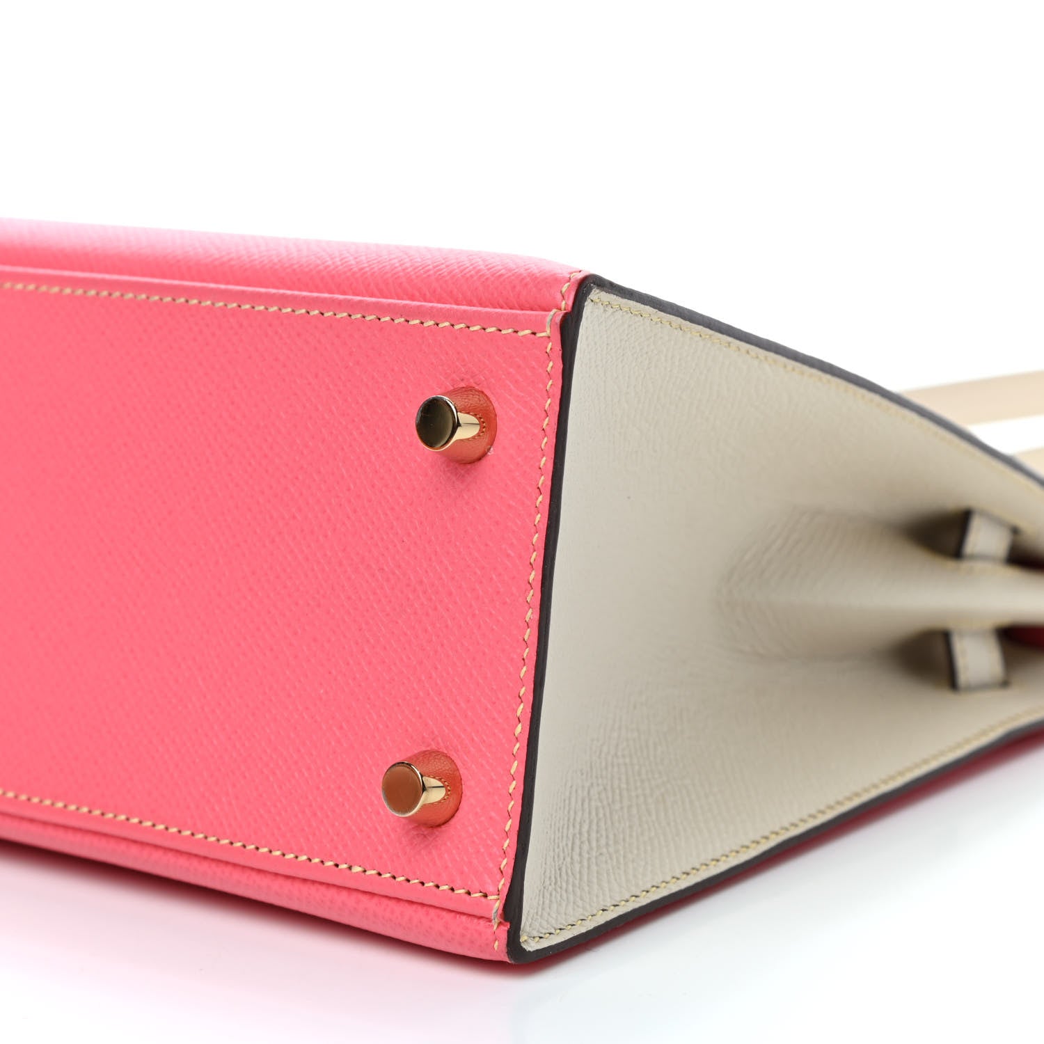 Hermes Epsom Bi-Color Horseshoe Kelly Sellier 25 Rose Azalee Craie 10 of 13