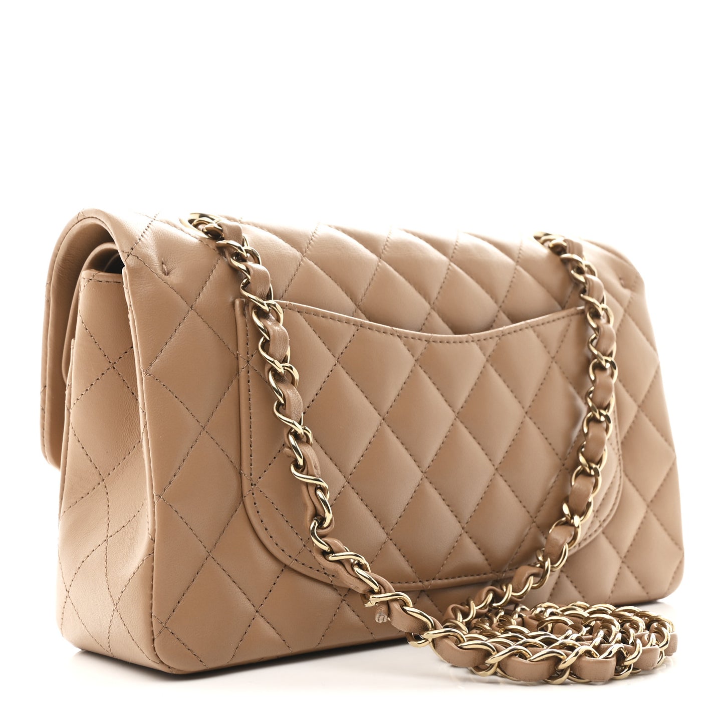 Lambskin Quilted Small Double Flap Brown