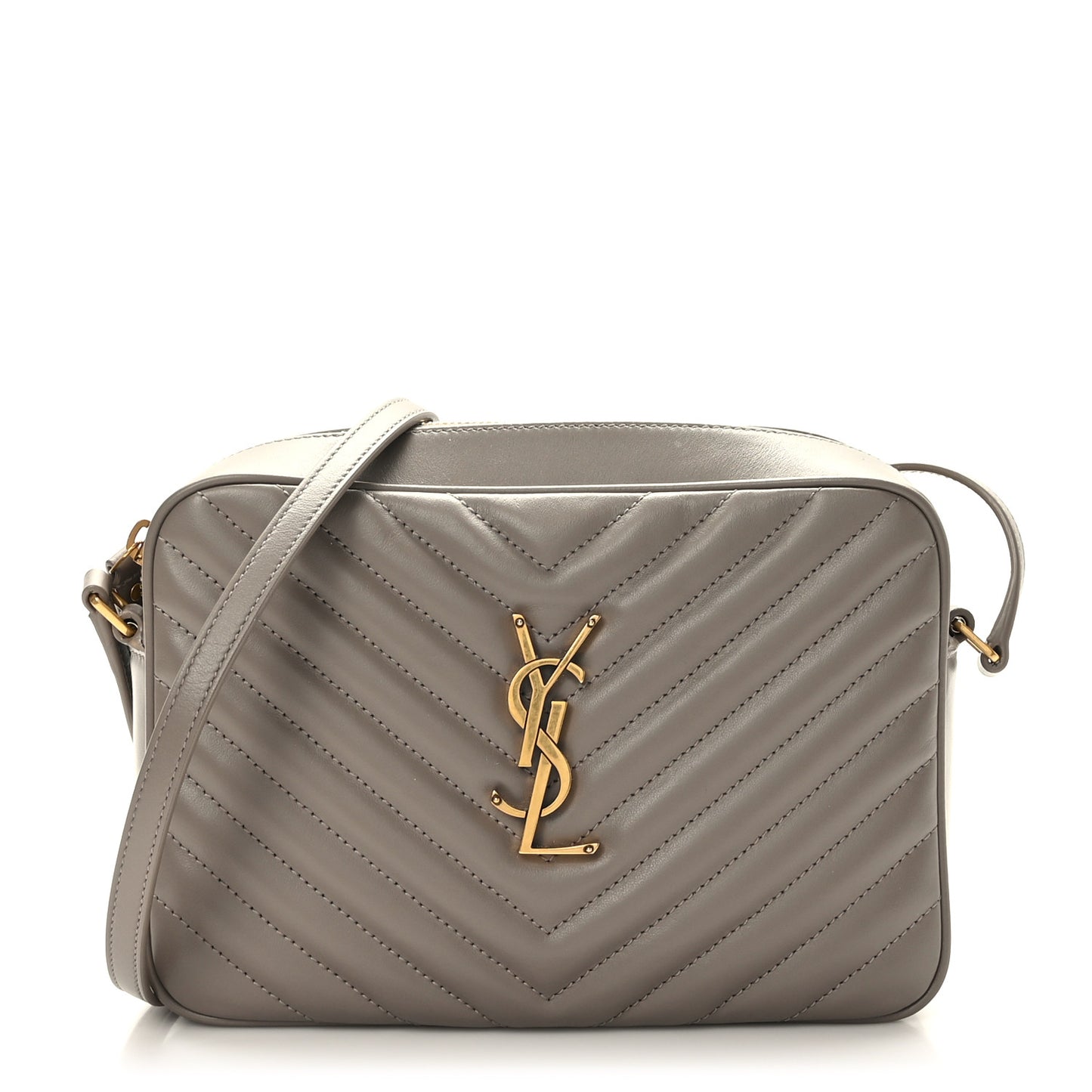 Calfskin Matelasse Monogram Lou Camera Bag Greyish Brown