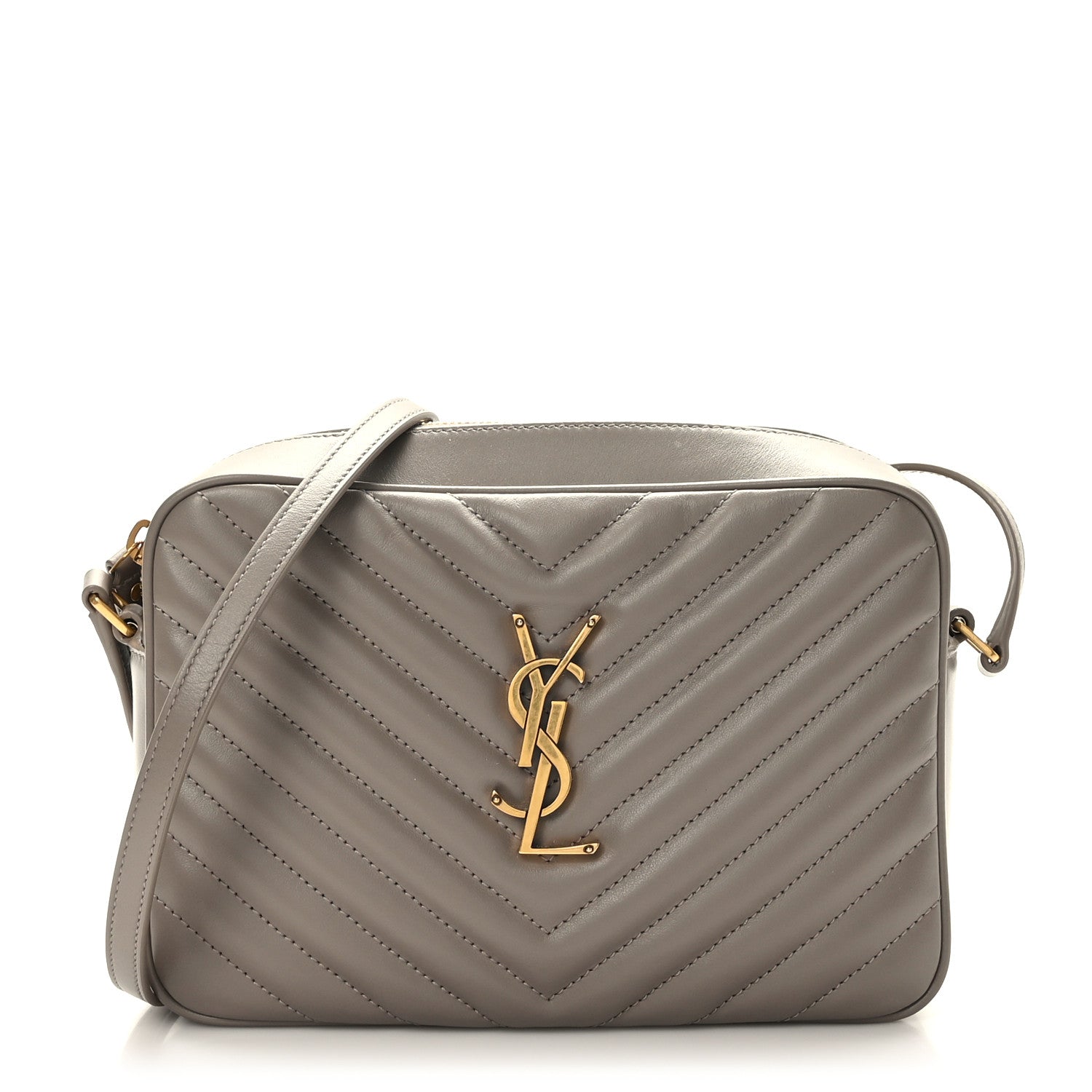 Saint Laurent Calfskin Matelasse Monogram Lou Camera Bag Greyish Brown 1 of 8