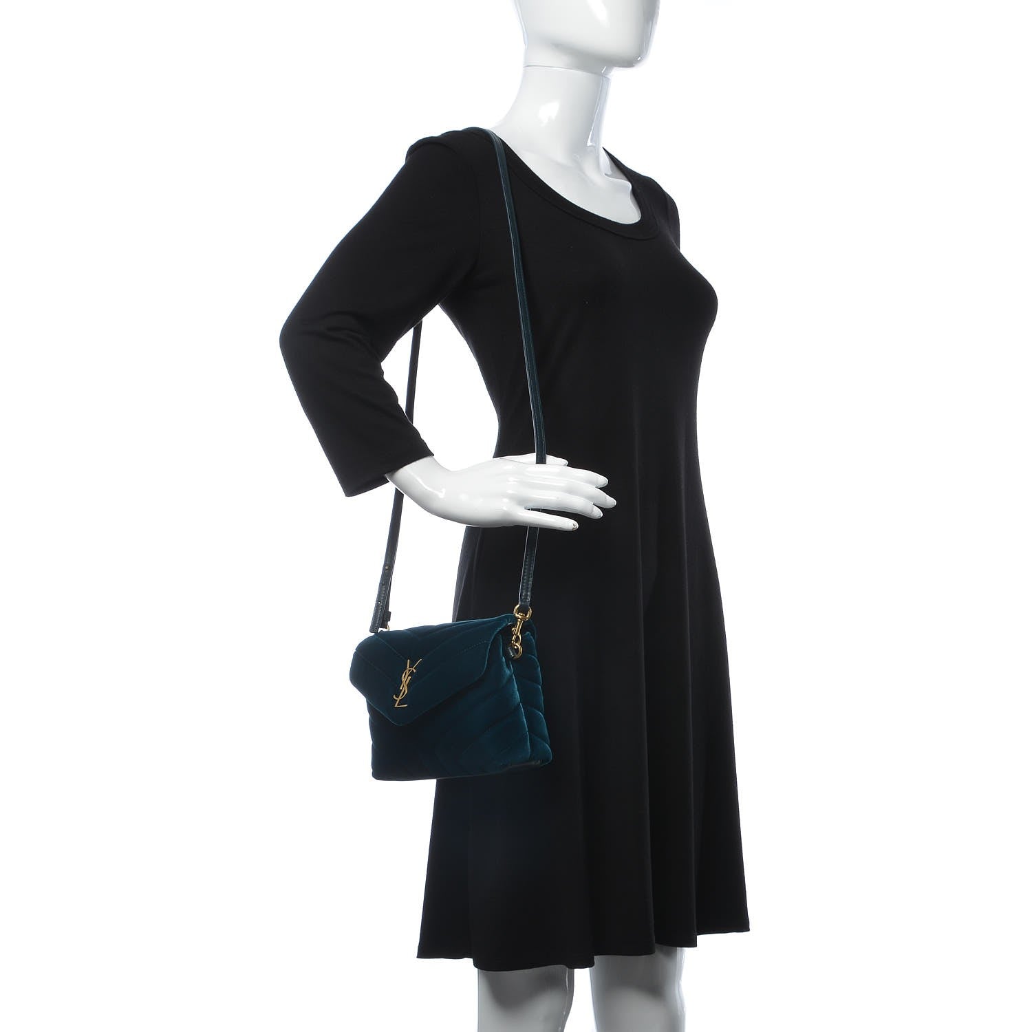 Saint Laurent Velvet Y Quilted Monogram Toy Loulou Chain Satchel Dark Ottanio 2 of 9
