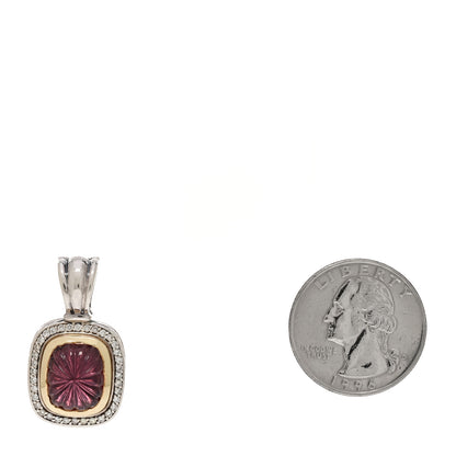 David Yurman Sterling Silver 18K Yellow Gold Diamond Tourmaline Albion Enhancer Pendant 2 of 3