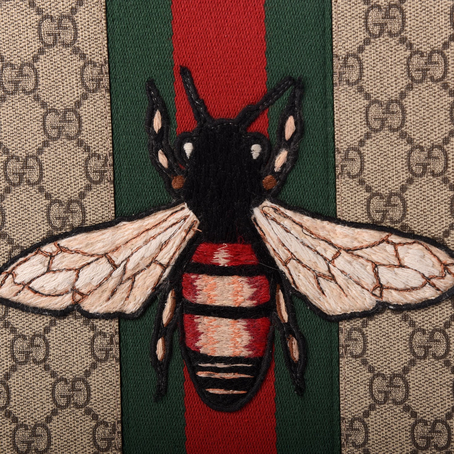 Gucci GG Supreme Monogram Web Animalier Bee Embroidered Medium Documents Holder Beige New Acero 8 of 8