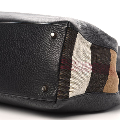 Burberry Grainy Calfskin House Check Medium Maidstone Black 9 of 11