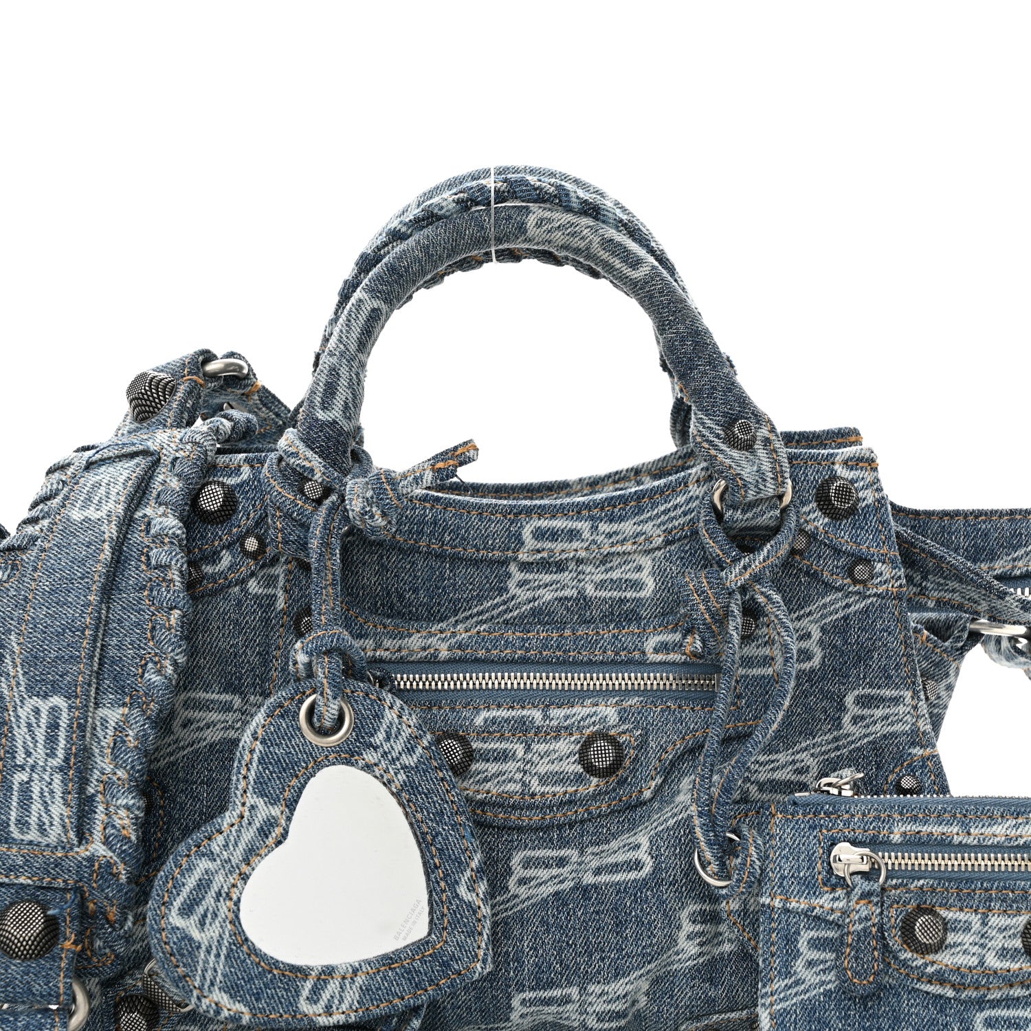 Balenciaga Denim BB Monogram Neo Cagole Handbag XS Blue 7 of 11