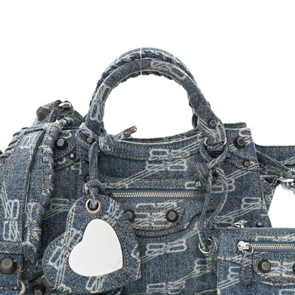 Balenciaga Denim BB Monogram Neo Cagole Handbag XS Blue 7 of 11