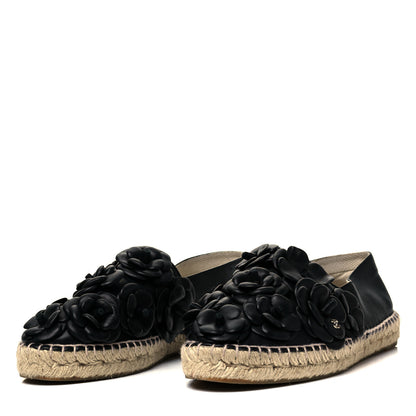 Chanel Lambskin Camellia CC Espadrilles 40 Black 3 of 7
