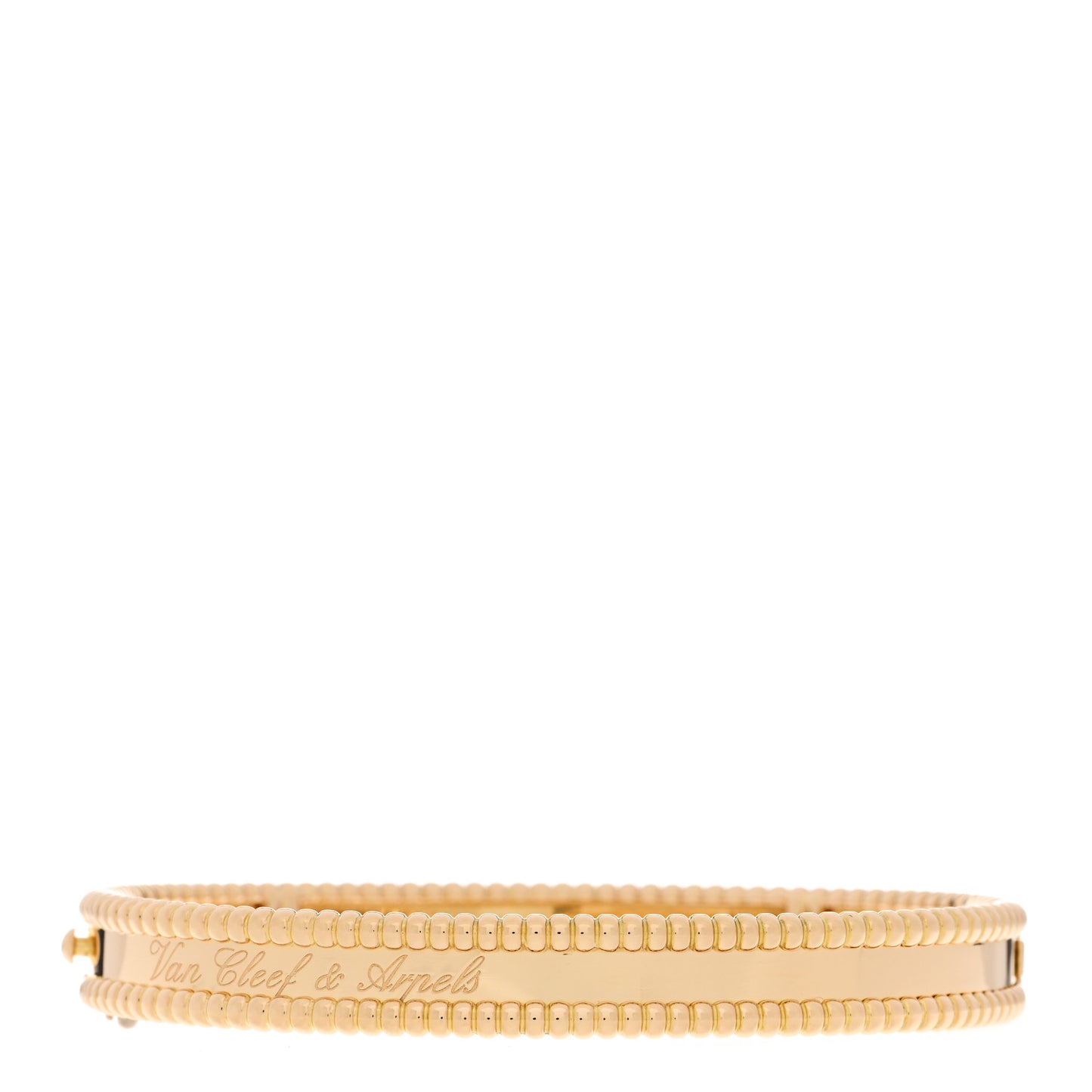 VAN CLEEF & ARPELS 18K Yellow Gold Perlee Signature Bangle Bracelet M