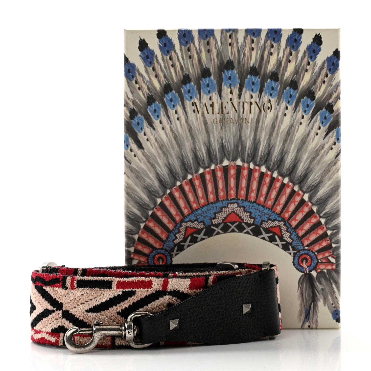 Valentino Garavani Canvas Loveblade Embroidered Rockstud Guitar Strap Multicolor 5 of 5