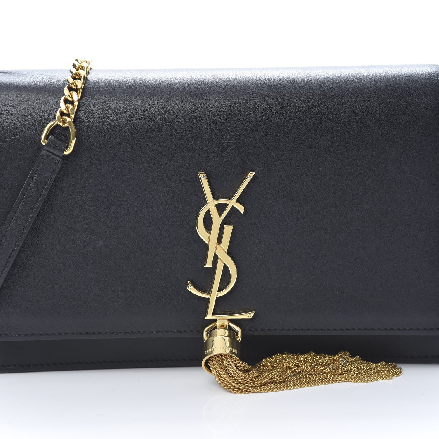 Saint Laurent Smooth Calfskin Classic Monogram Kate Tassel Chain Wallet Black 8 of 14