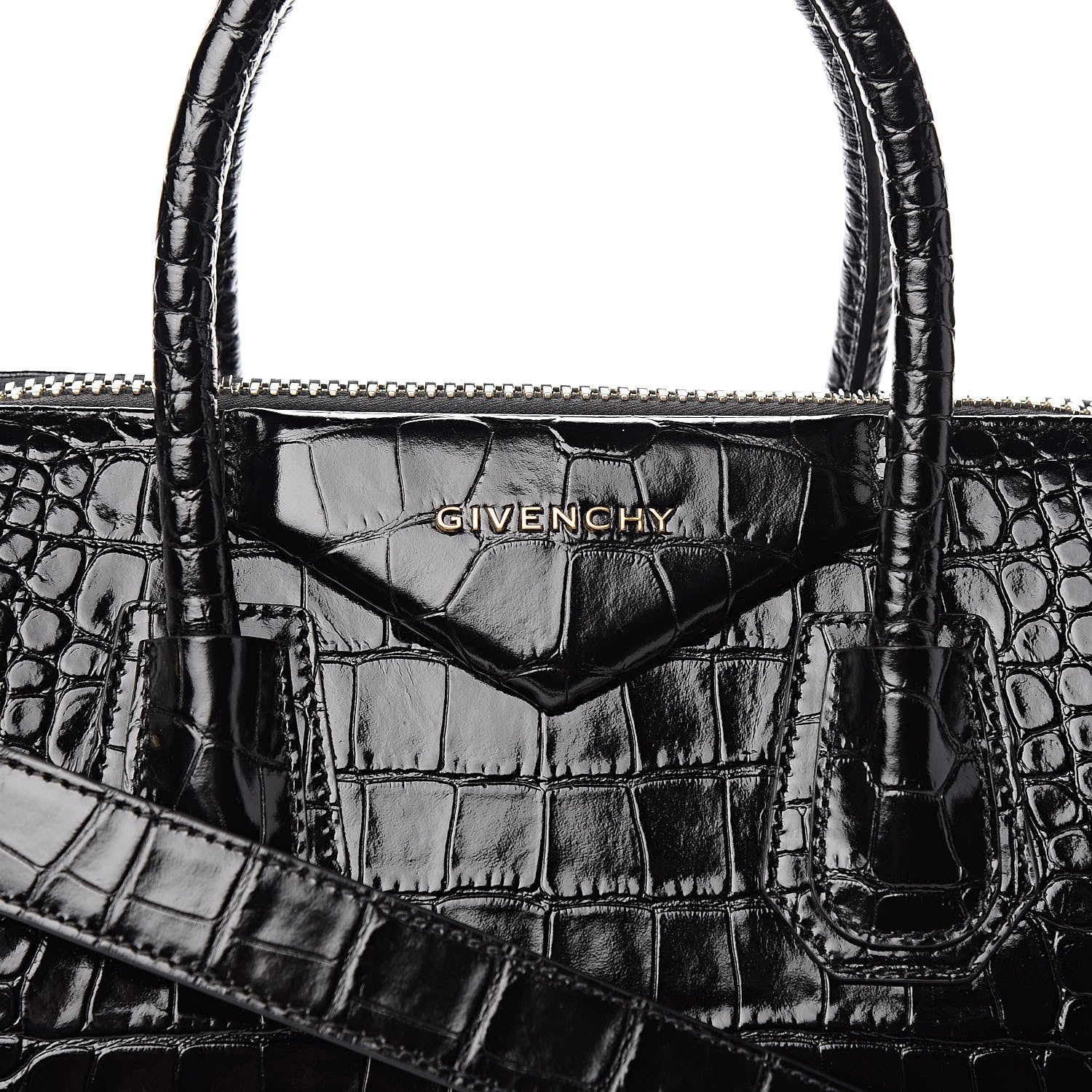 Givenchy Calfskin Crocodile Embossed Small Antigona Black 10 of 10