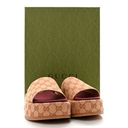 Gucci Canvas GG Monogram Angelina Platform Slide Sandals 39.5 Beige Ruggine 11 of 11