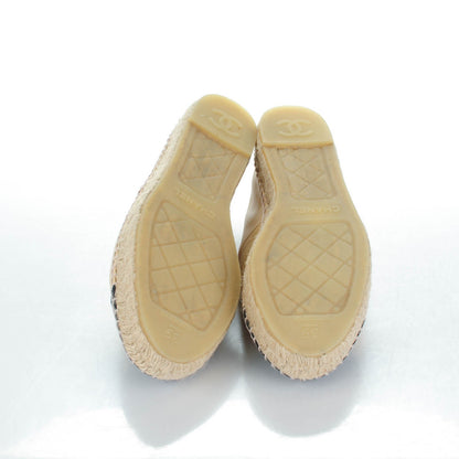 Chanel Lambskin CC Espadrilles 39 Beige Black 5 of 8
