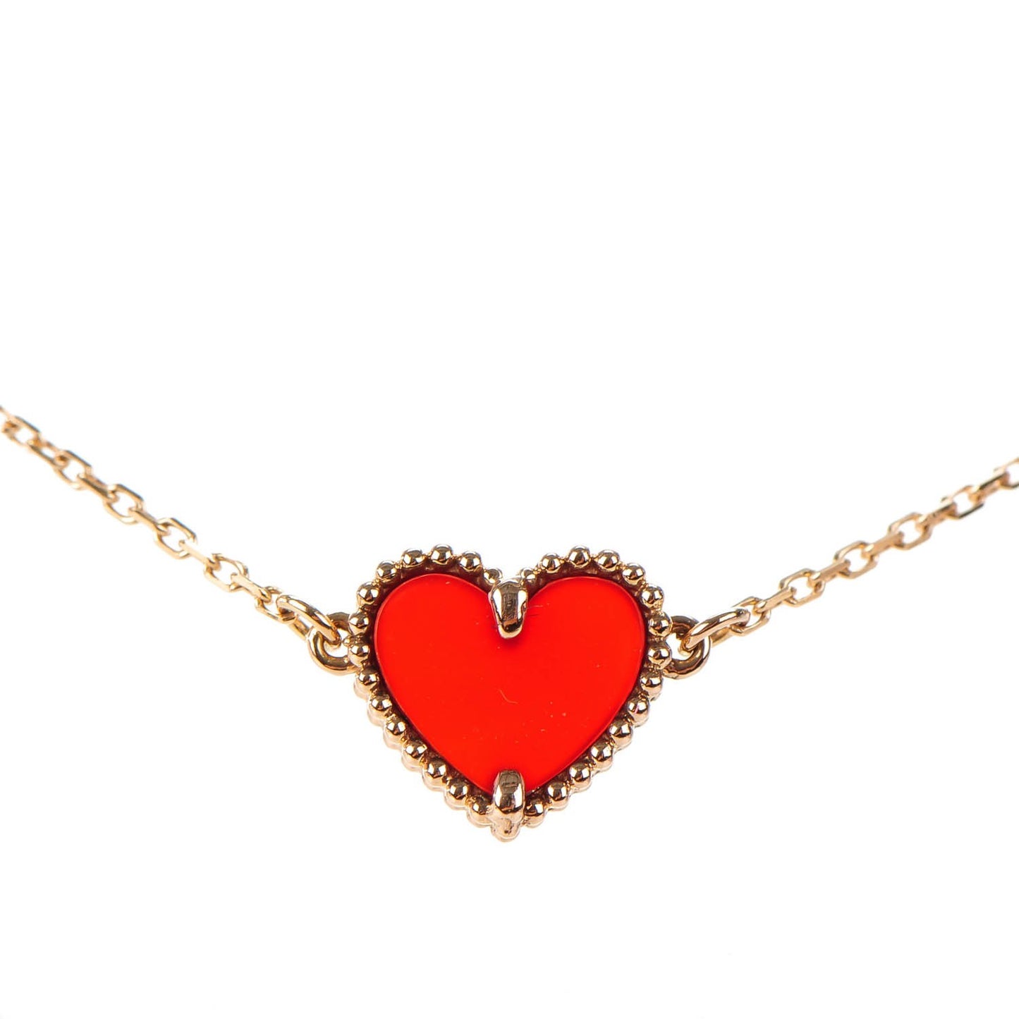 18K Rose Gold Carnelian Sweet Alhambra Heart Bracelet