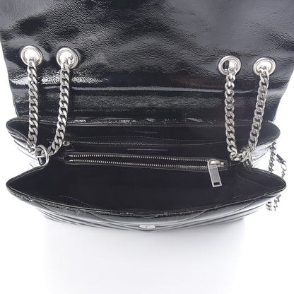 Saint Laurent Patent Y Quilted Monogram Medium Loulou Chain Satchel Black 5 of 11