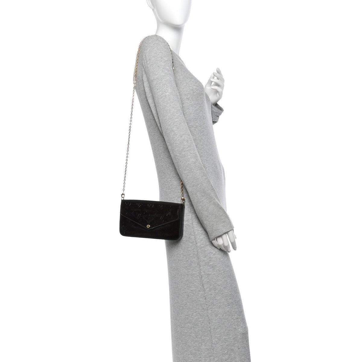 Louis Vuitton Vernis Pochette Felicie Chain Wallet Amarante 2 of 11