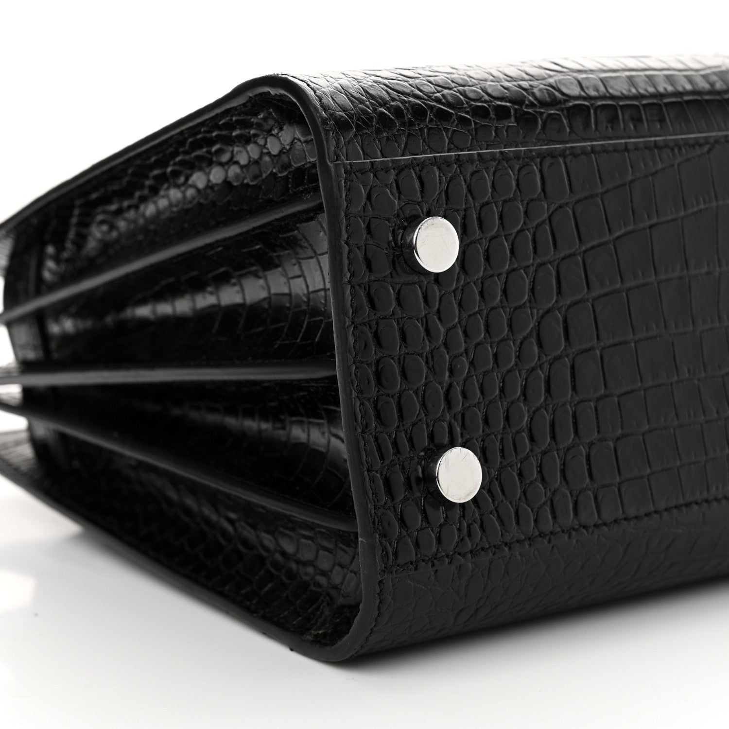 Saint Laurent Calfskin Crocodile Embossed Baby Sac De Jour Black 9 of 15