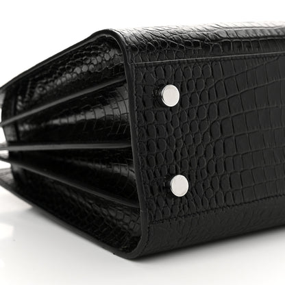 Saint Laurent Calfskin Crocodile Embossed Baby Sac De Jour Black 9 of 15