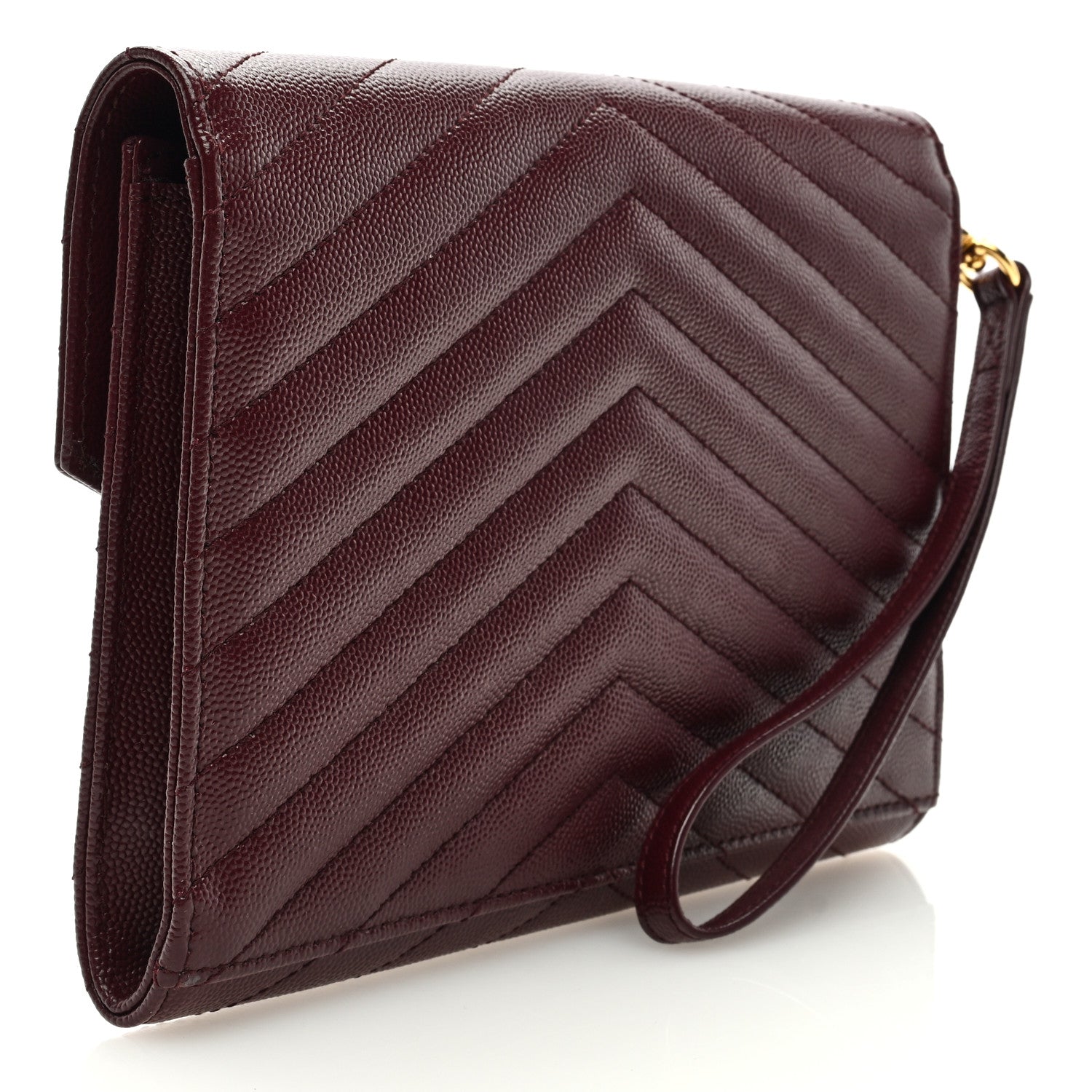 Saint Laurent Grain De Poudre Matelasse Chevron Monogram Envelope Clutch Rouge Legion 3 of 6