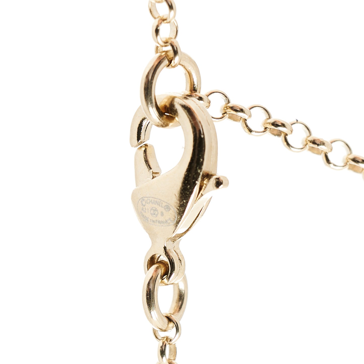 Resin Crystal CC Heart Necklace Pearly White Gold