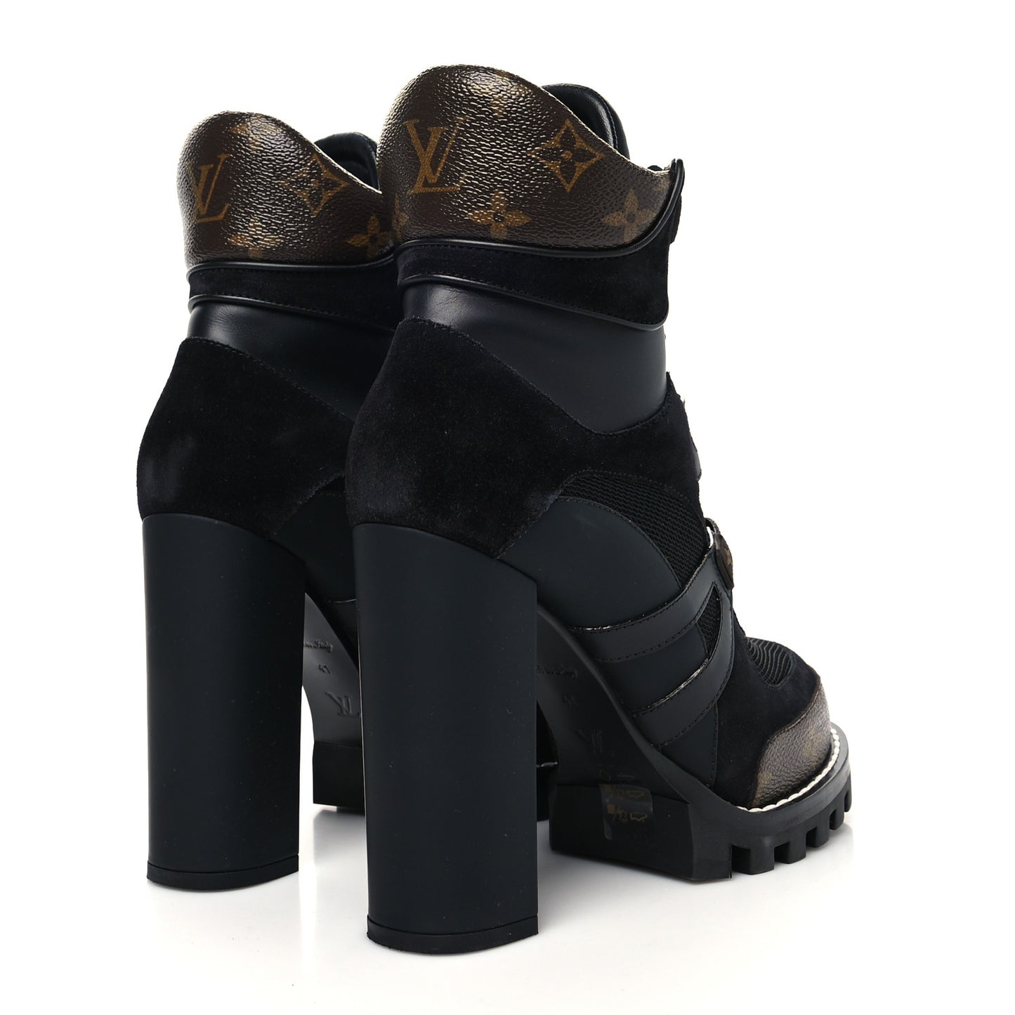 Suede Calfskin Monogram Star Trail Ankle Boots 41 Black