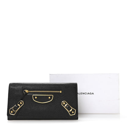 Balenciaga Chevre Gold Metallic Edge Hardware Money Wallet Black 8 of 8