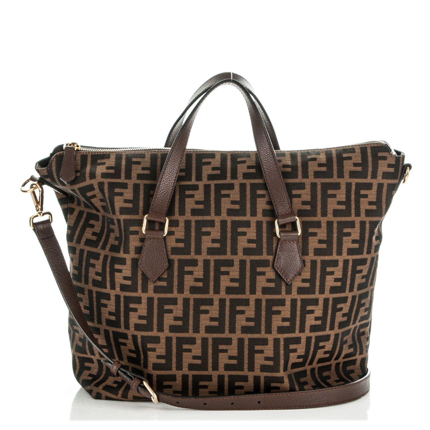 Fendi Zucca Vitello Artic Convertible Tote Tobacco Castagna 1 of 7