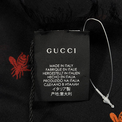 Gucci Wool Silk Bee and Stars Scarf Black 3 of 3