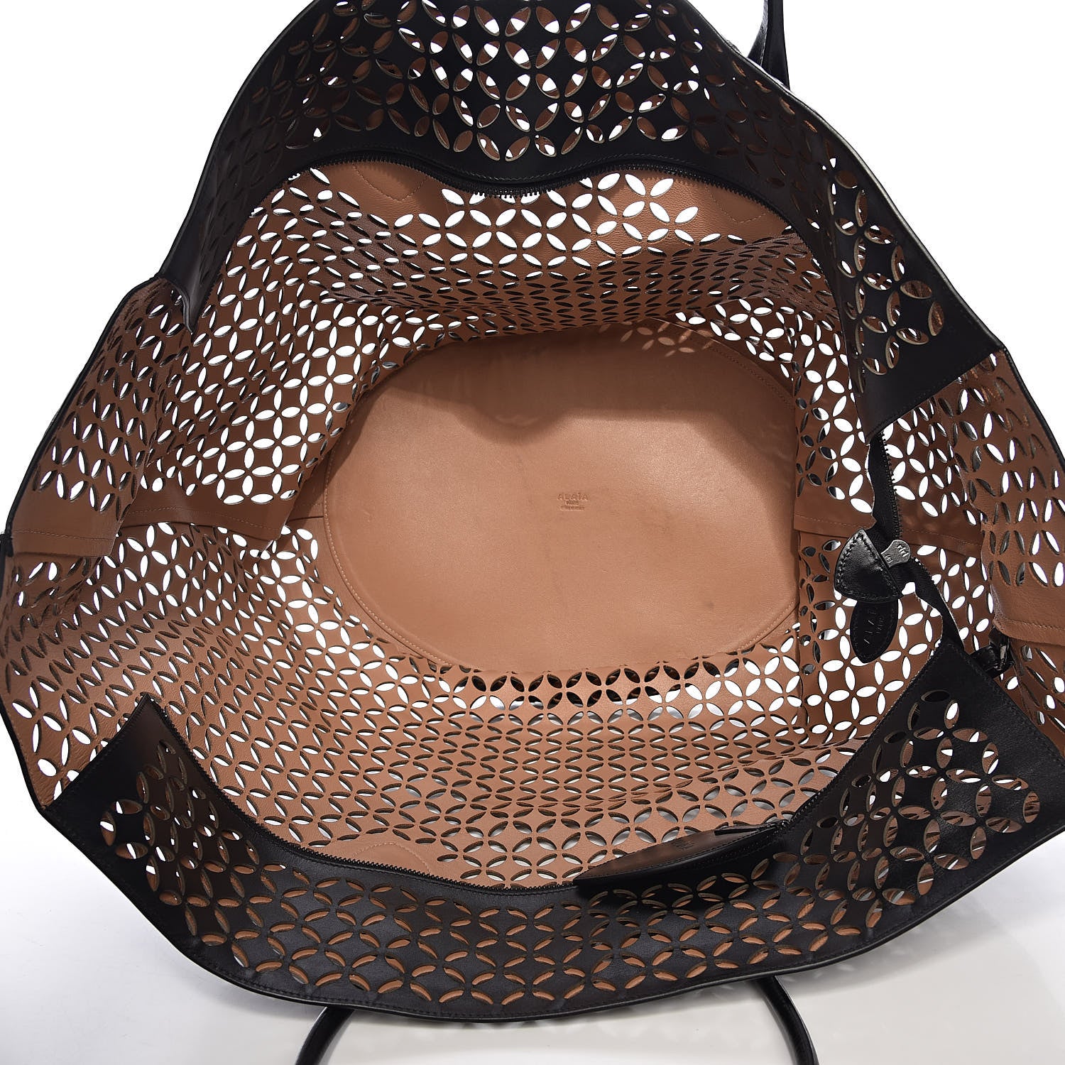 Alaia Calfskin Laser Cut Petale Tote Black 6 of 18