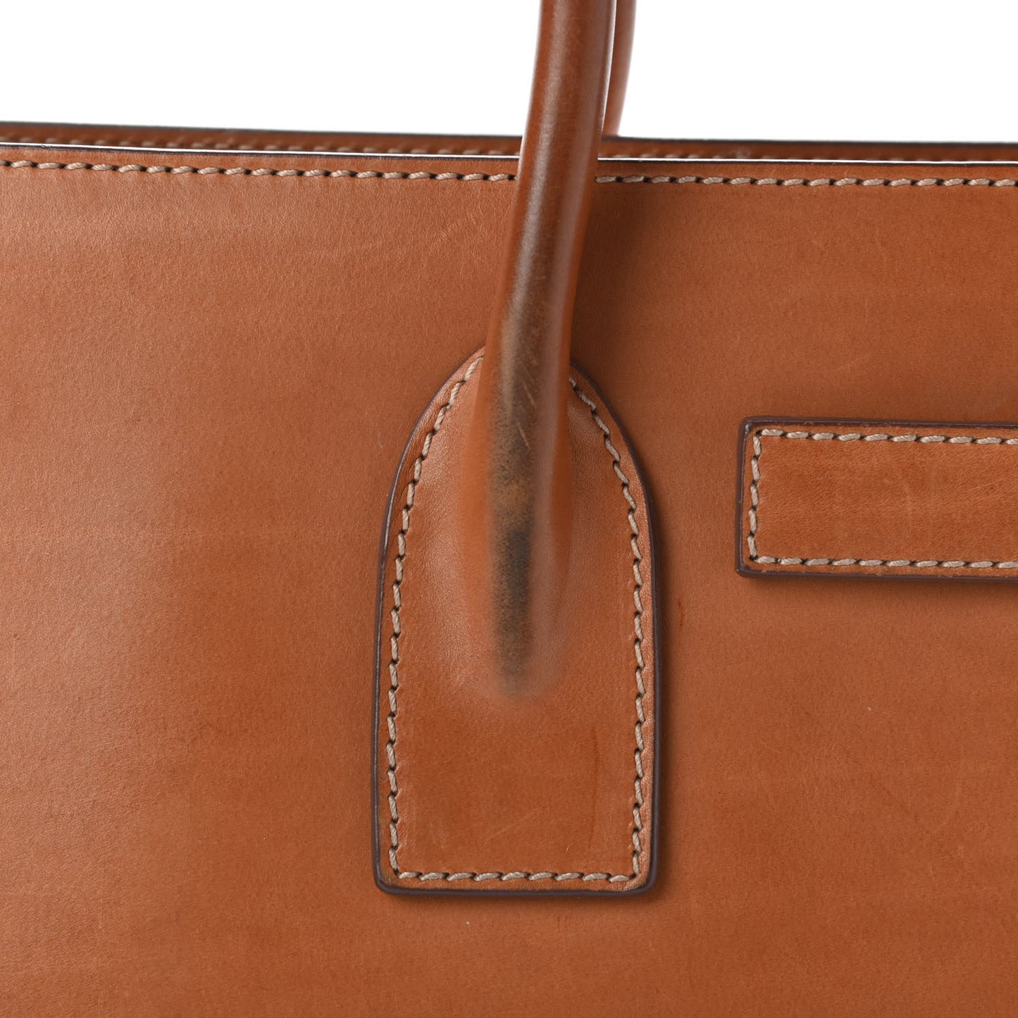 Calfskin Topstitch Small Sac De Jour Light Brown