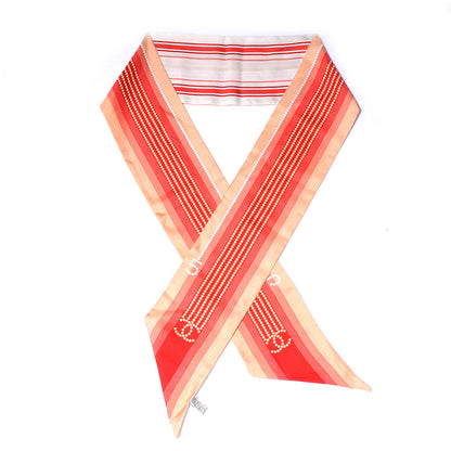 Chanel Silk Pearl CC N°5 Scarf Red Orange 1 of 6