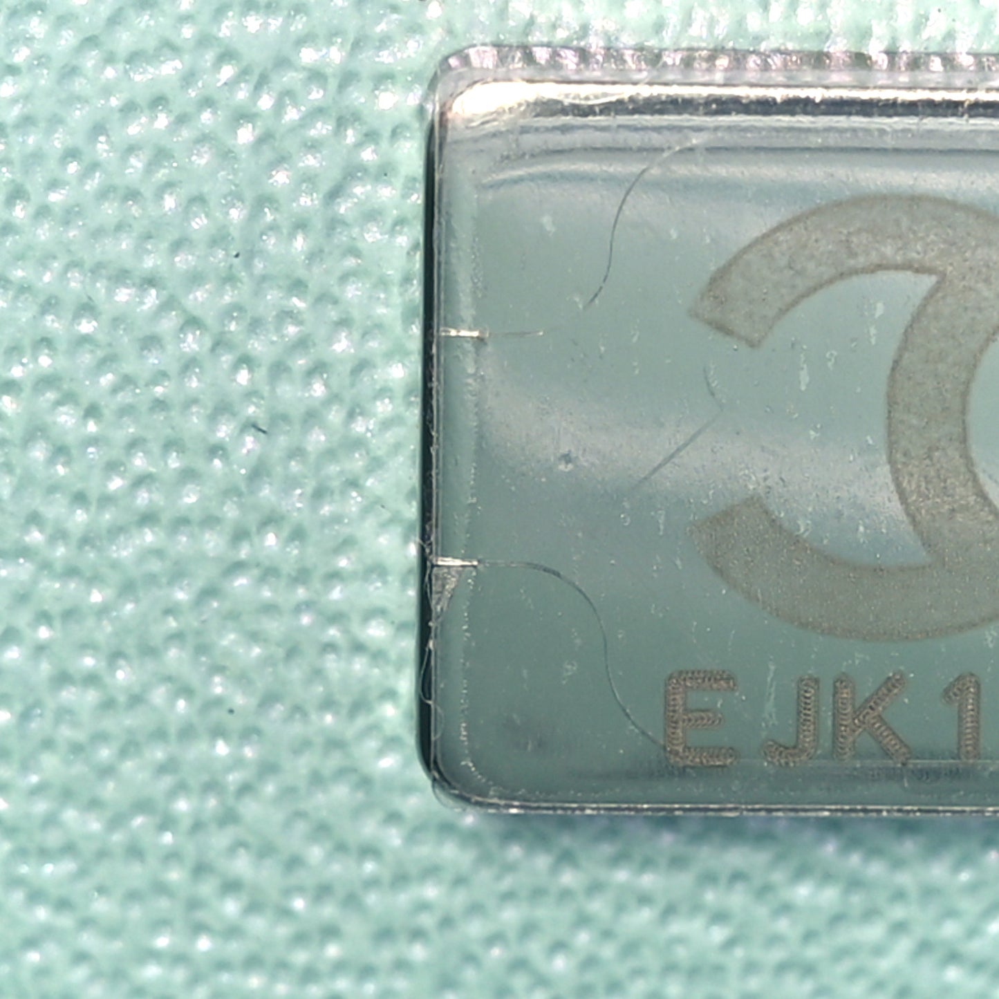 Iridescent Calfskin Quilted Mini Rectangular Flap Light Blue