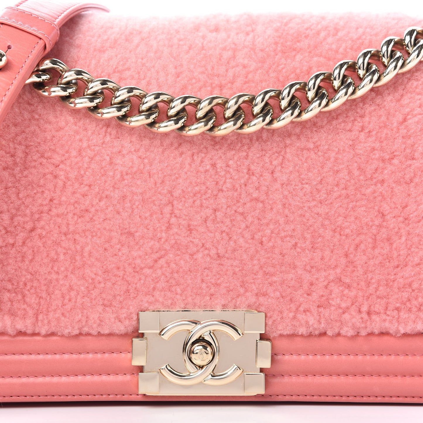 Shearling Sheepskin Medium Boy Flap Pink
