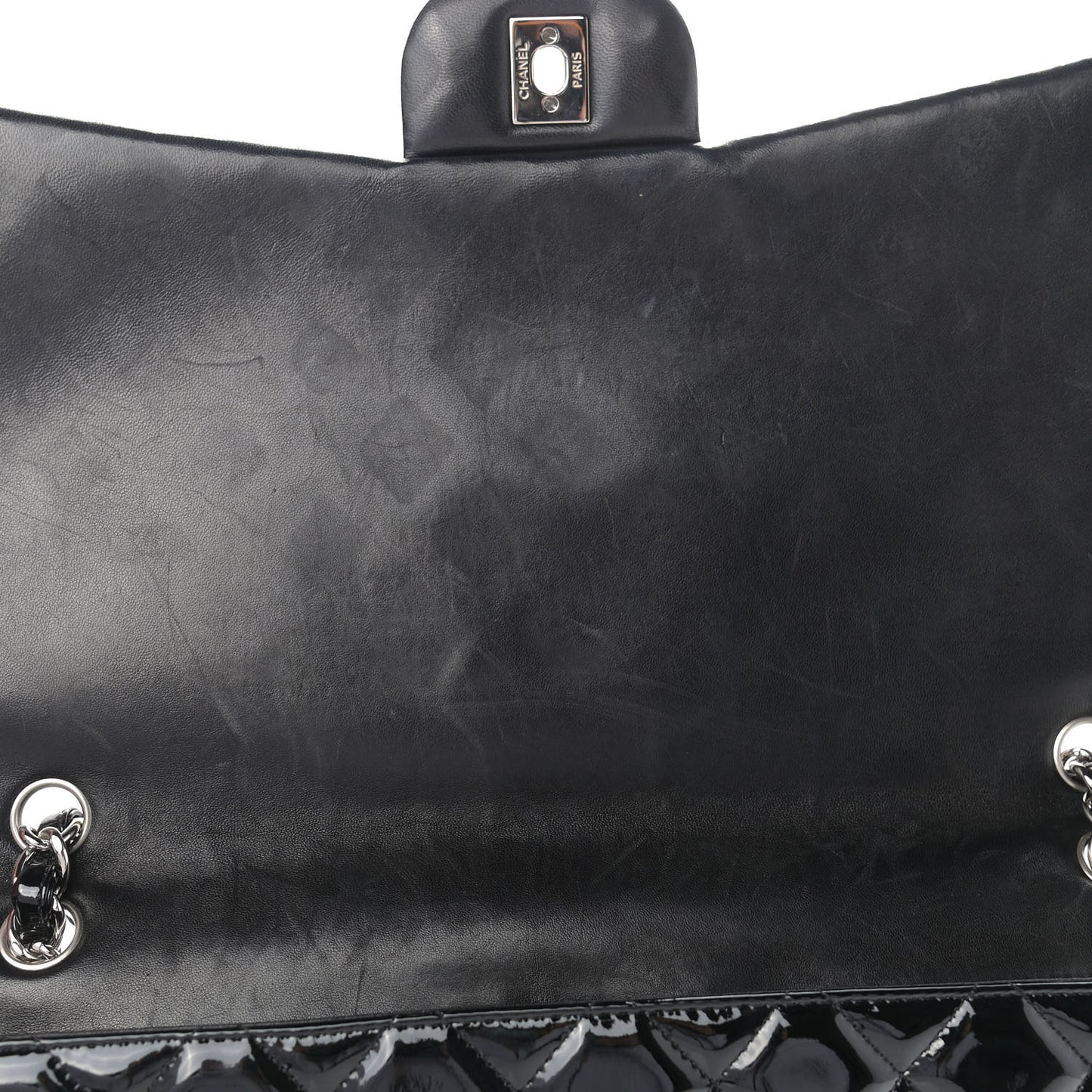 Patent Quilted Maxi Single Flap Black