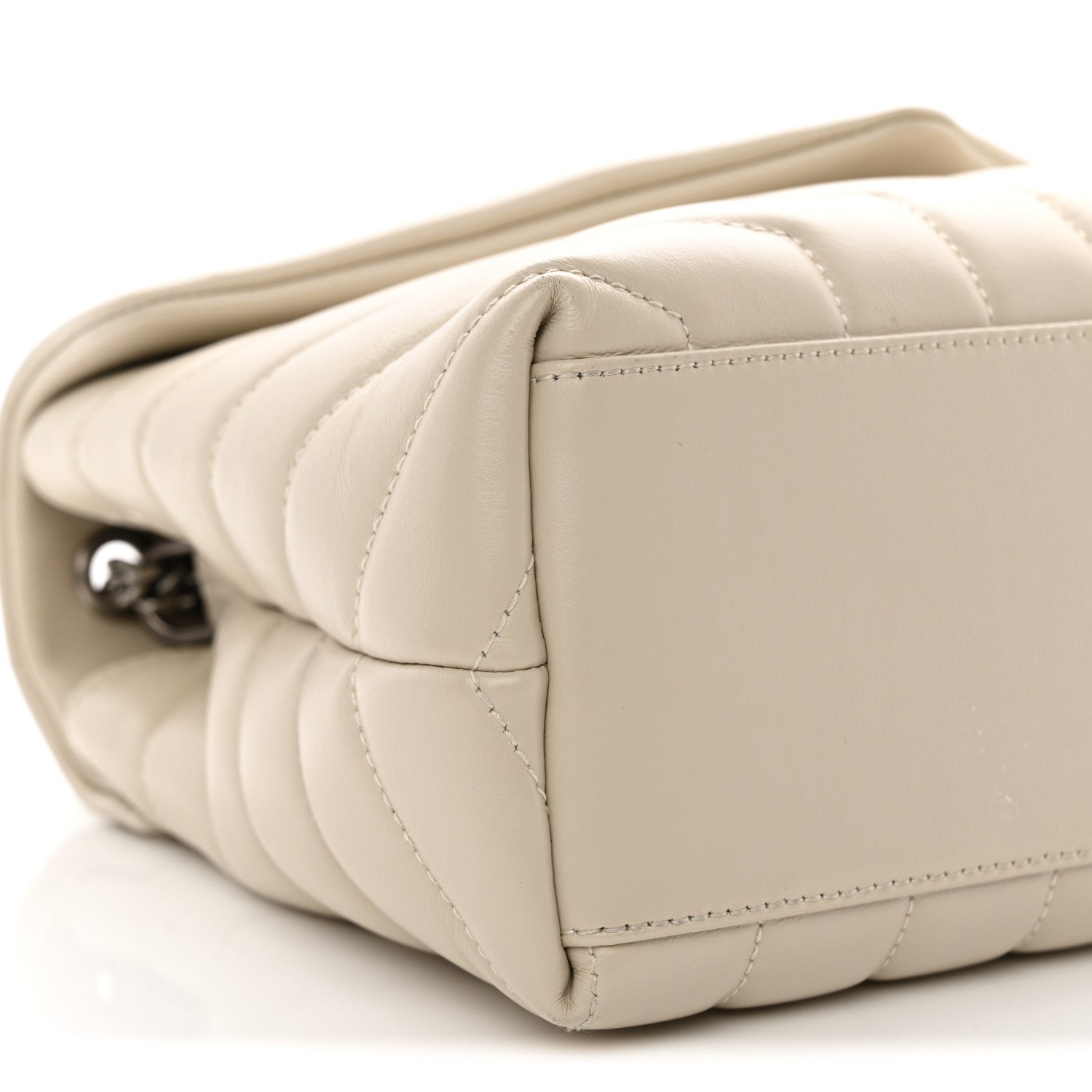 Saint Laurent Calfskin Y Quilted Monogram Small Loulou Chain Satchel Ivory 9 of 11