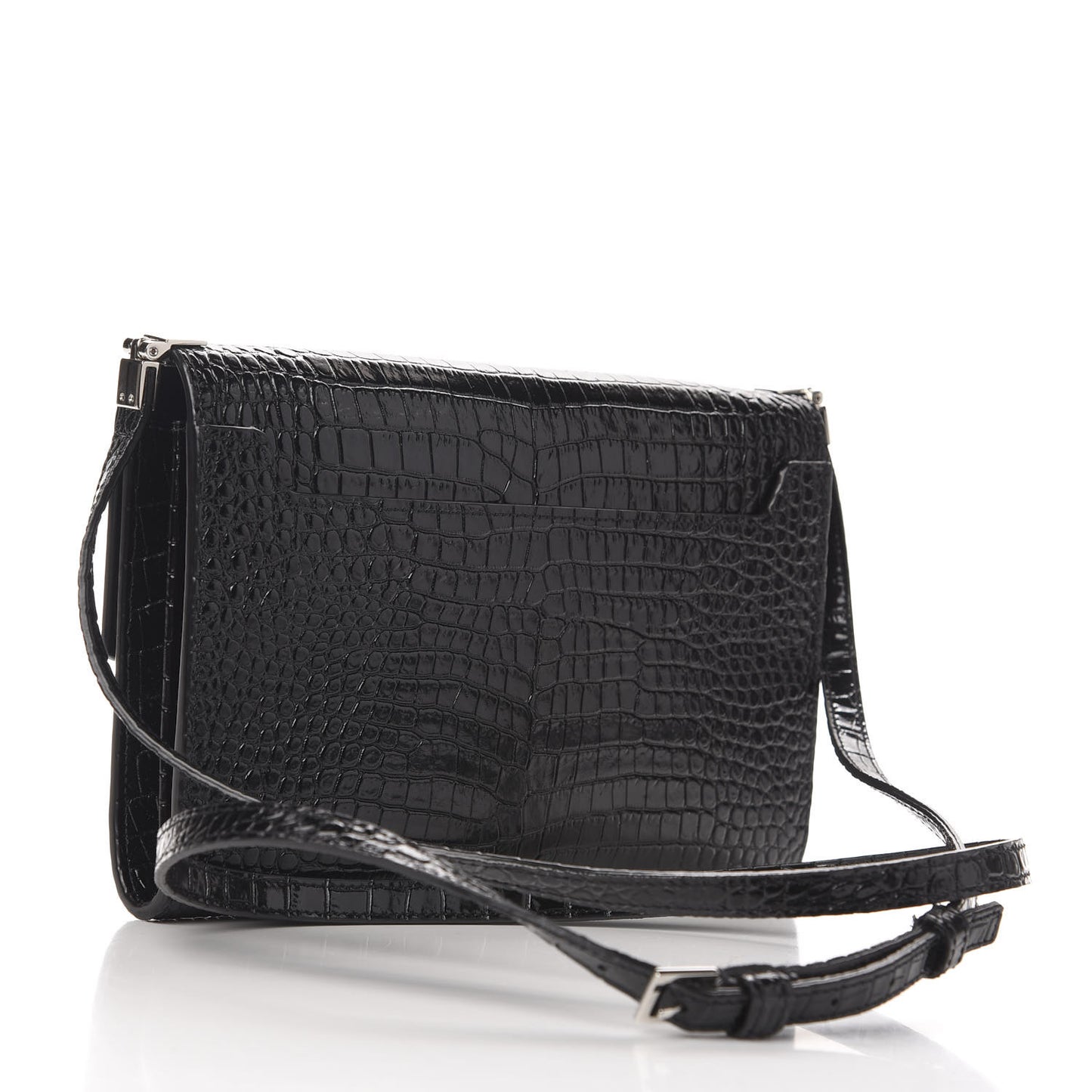 Calfskin Crocodile Embossed Monogram Uptown Crossbody Black