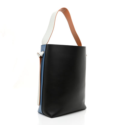 Celine Shiny Smooth Calfskin Small Twisted Cabas Washed Blue Black 3 of 9