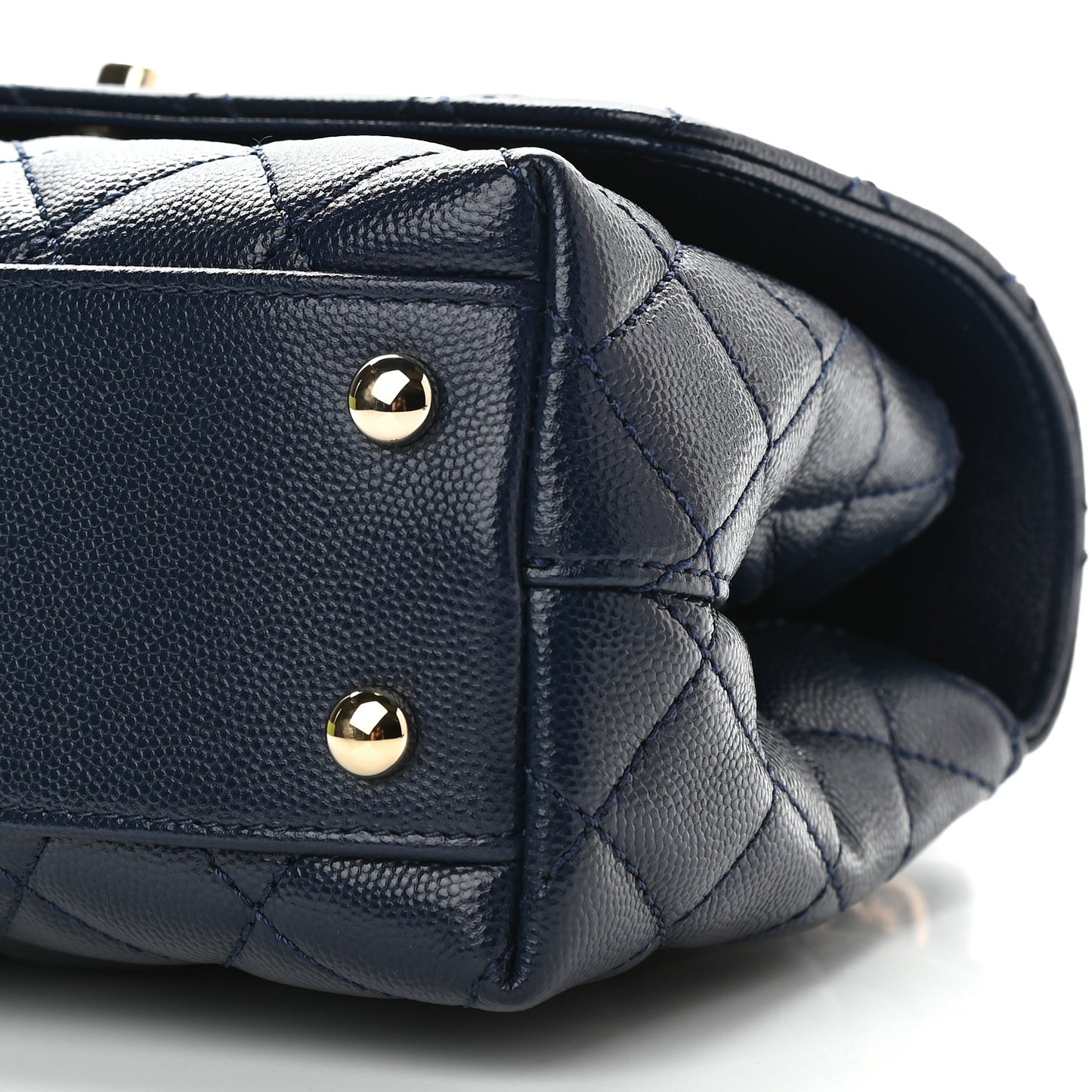 Caviar Quilted Lizard Embossed Mini Coco Handle Flap Navy Blue