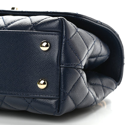 Chanel Caviar Quilted Lizard Embossed Mini Coco Handle Flap Navy Blue 6 of 9