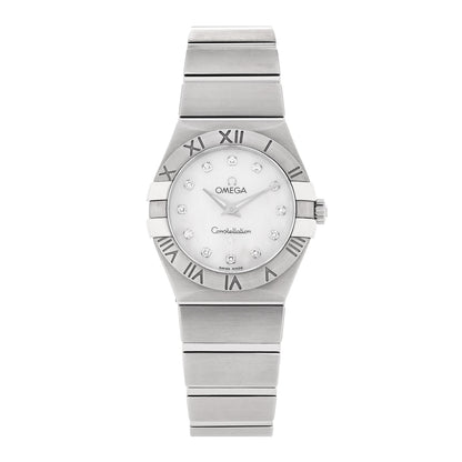 Omega Stainless Steel Diamond Mother of Pearl 27mm Constellation Quartz Watch 123.10.27.60.55.001 1 of 5