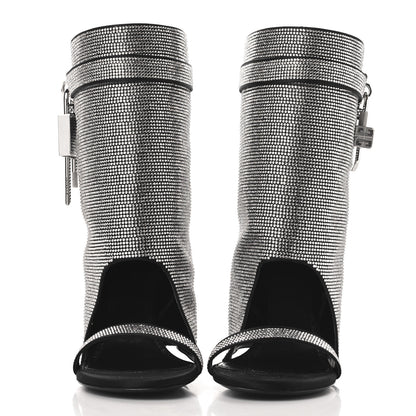 Givenchy Satin Strass Shark Lock Sandals 38.5 Silvery 3 of 8