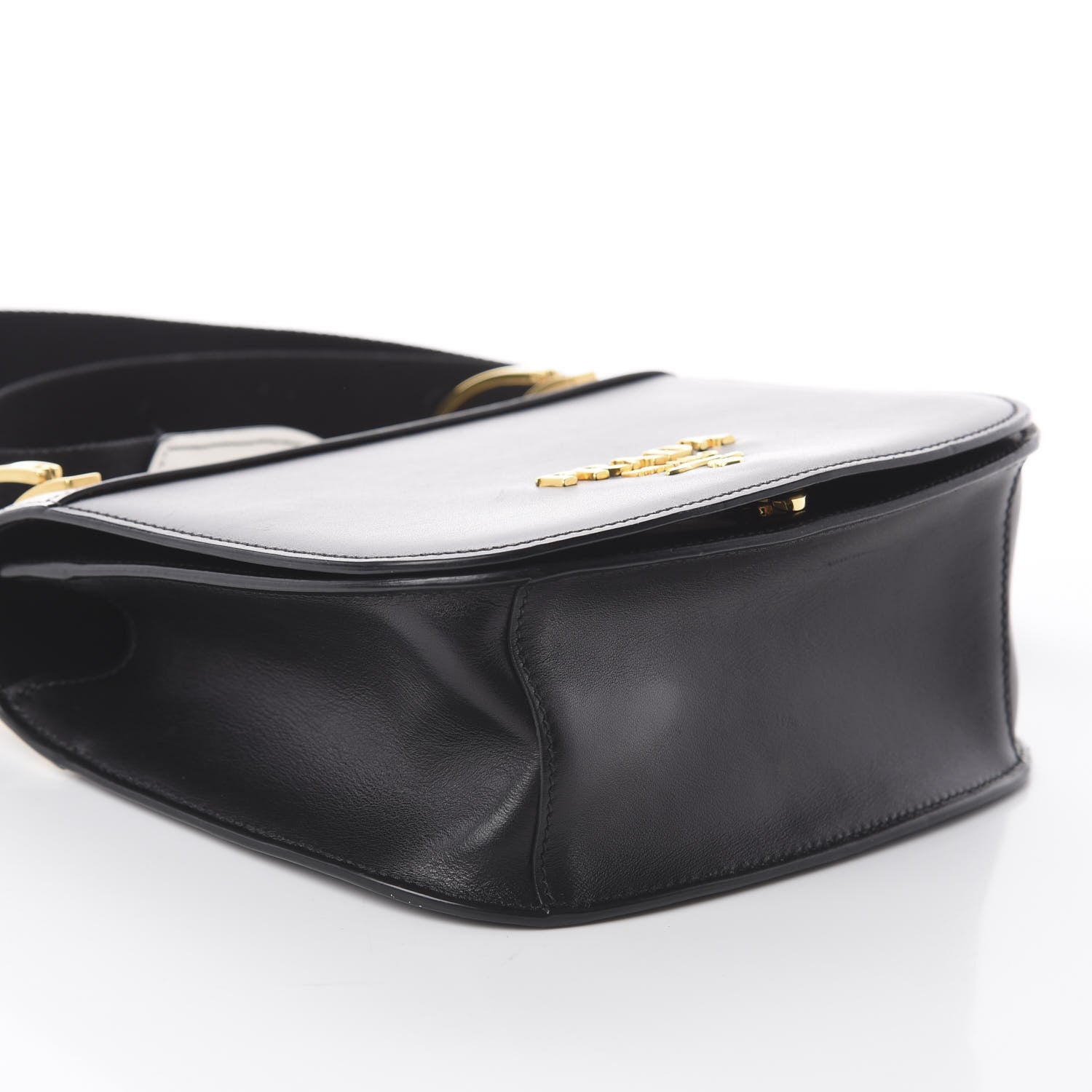 Prada City Calfskin Pionniere Saddle Bag Black White 5 of 7