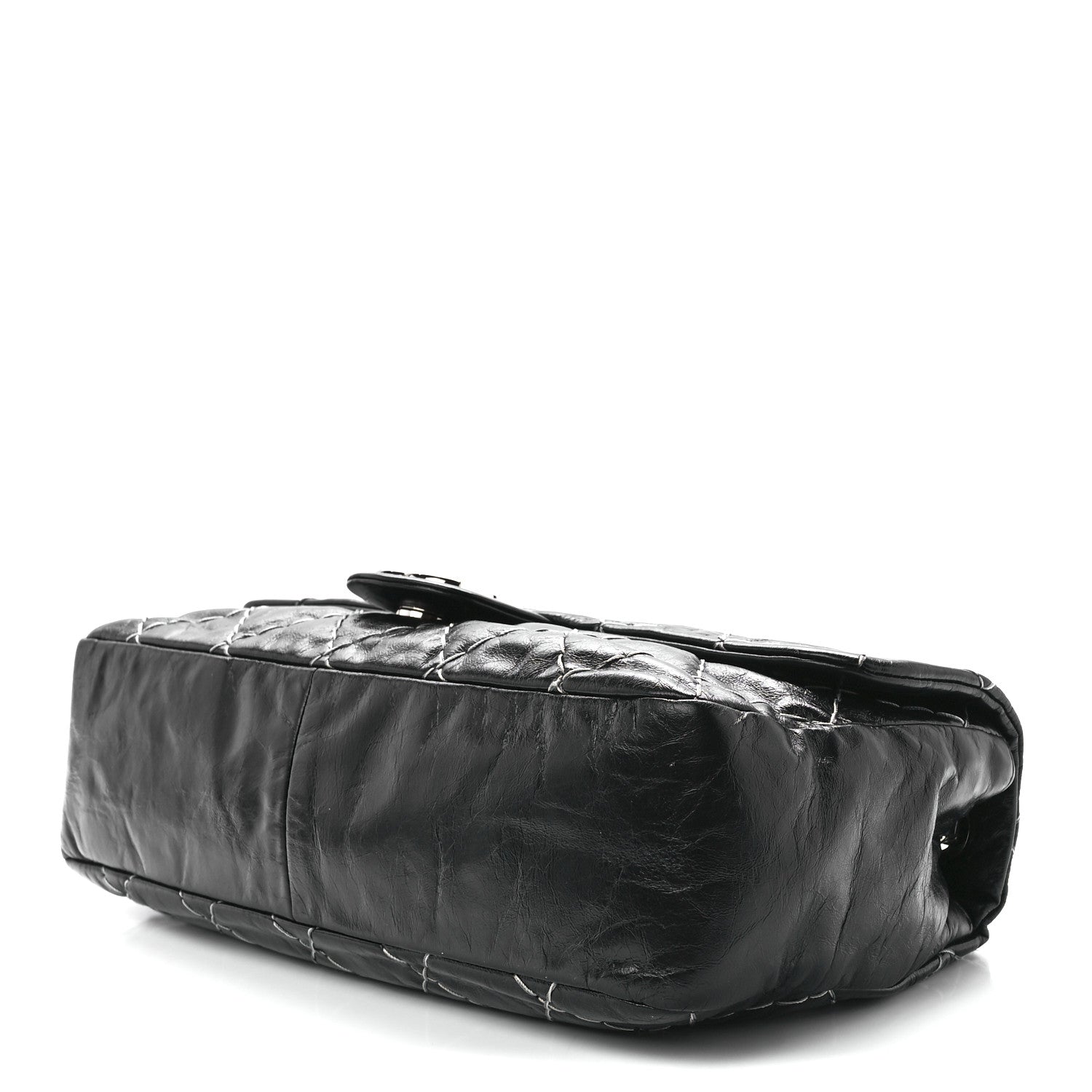 Chanel Glazed Goatskin Double Contrast Stitch Flap Black 8 of 10