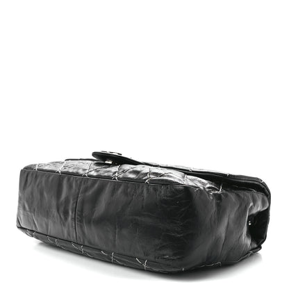 Chanel Glazed Goatskin Double Contrast Stitch Flap Black 8 of 10