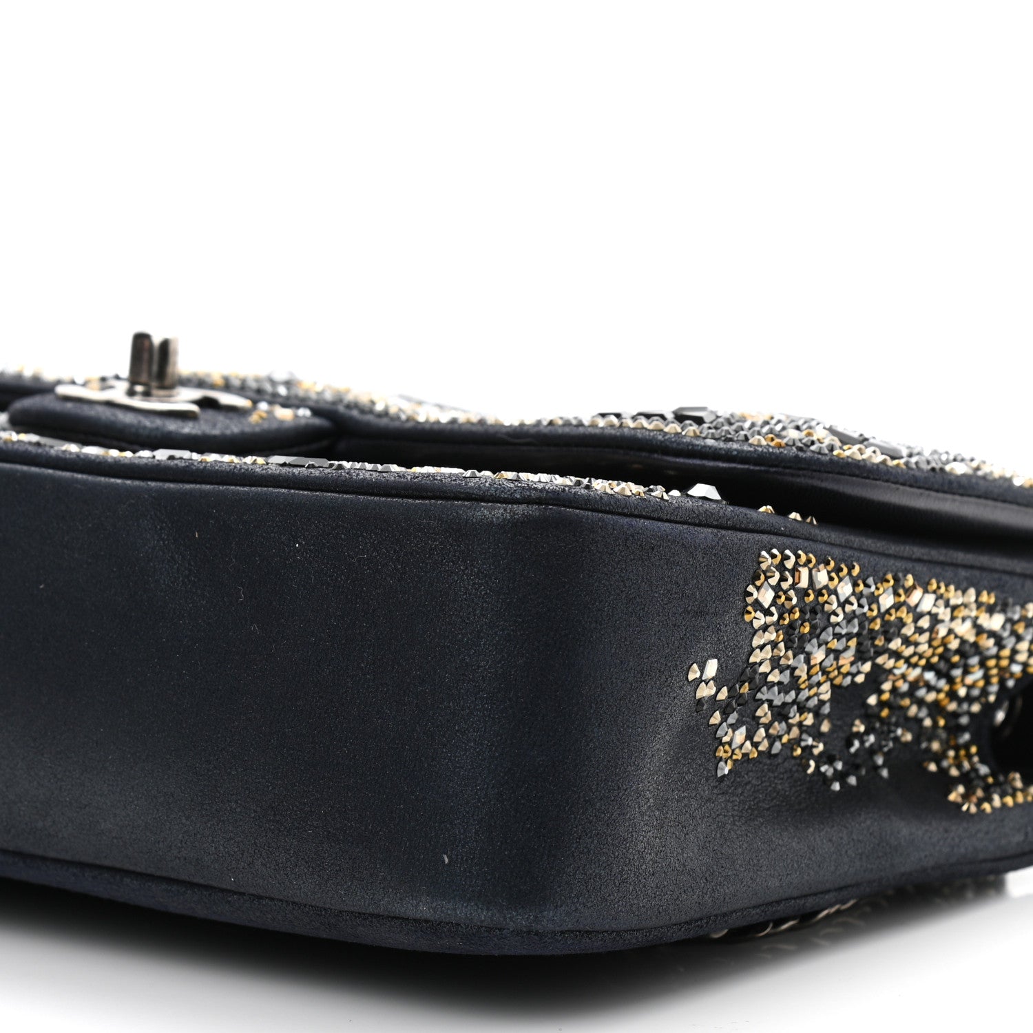 Chanel Oxidized Goatskin Strass Buonasera Medium Flap Dark Blue 10 of 10
