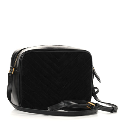 Saint Laurent Suede Calfskin Monogram Lou Camera Bag Black 3 of 9
