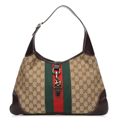 Gucci Monogram Web Jackie O Bouvier Hobo Dark Brown 1 of 7