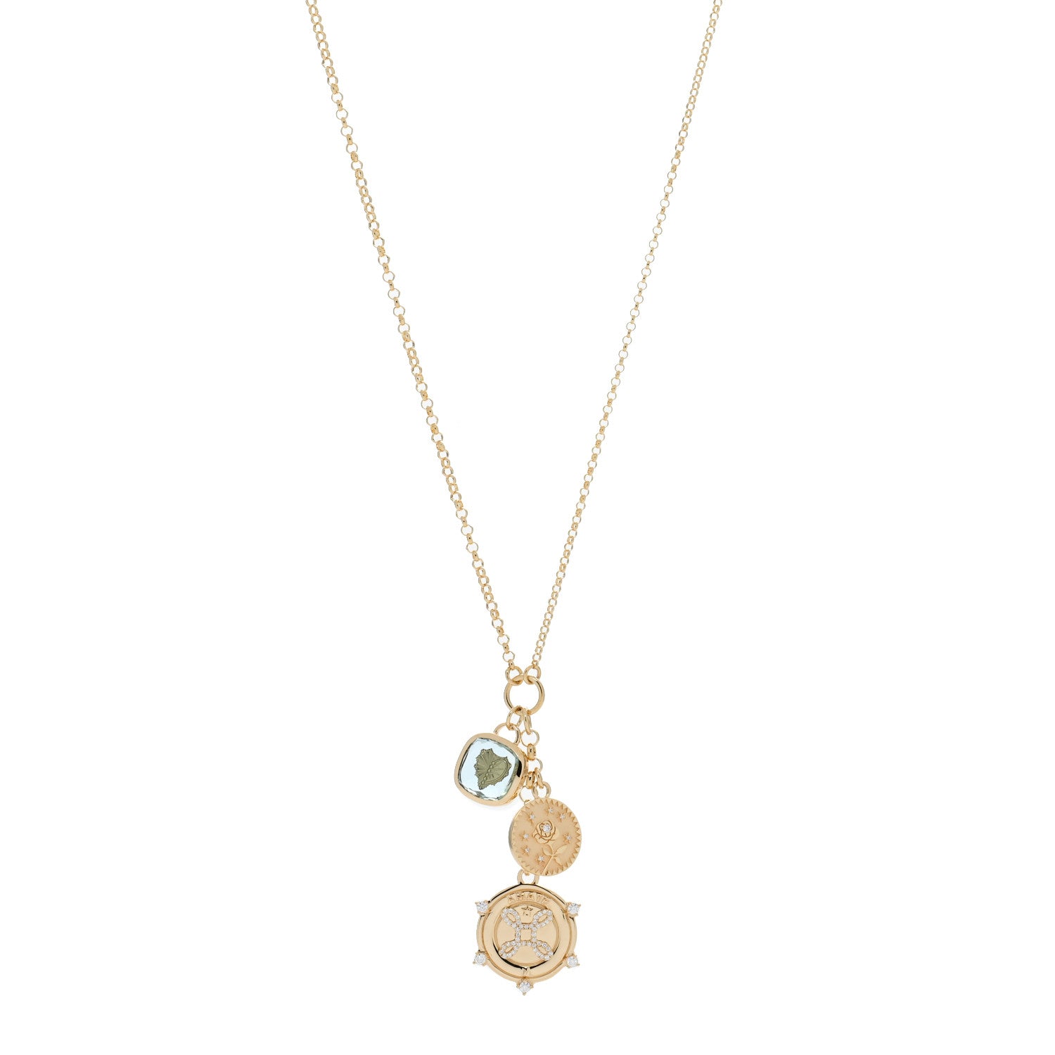 Foundrae 18K Yellow Gold Diamond True Love Medium Mixed Belcher Extended Necklace 1 of 5