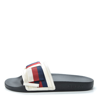 Gucci Satin Web Sylvie Bow Slide Sandals 37 White 1 of 10